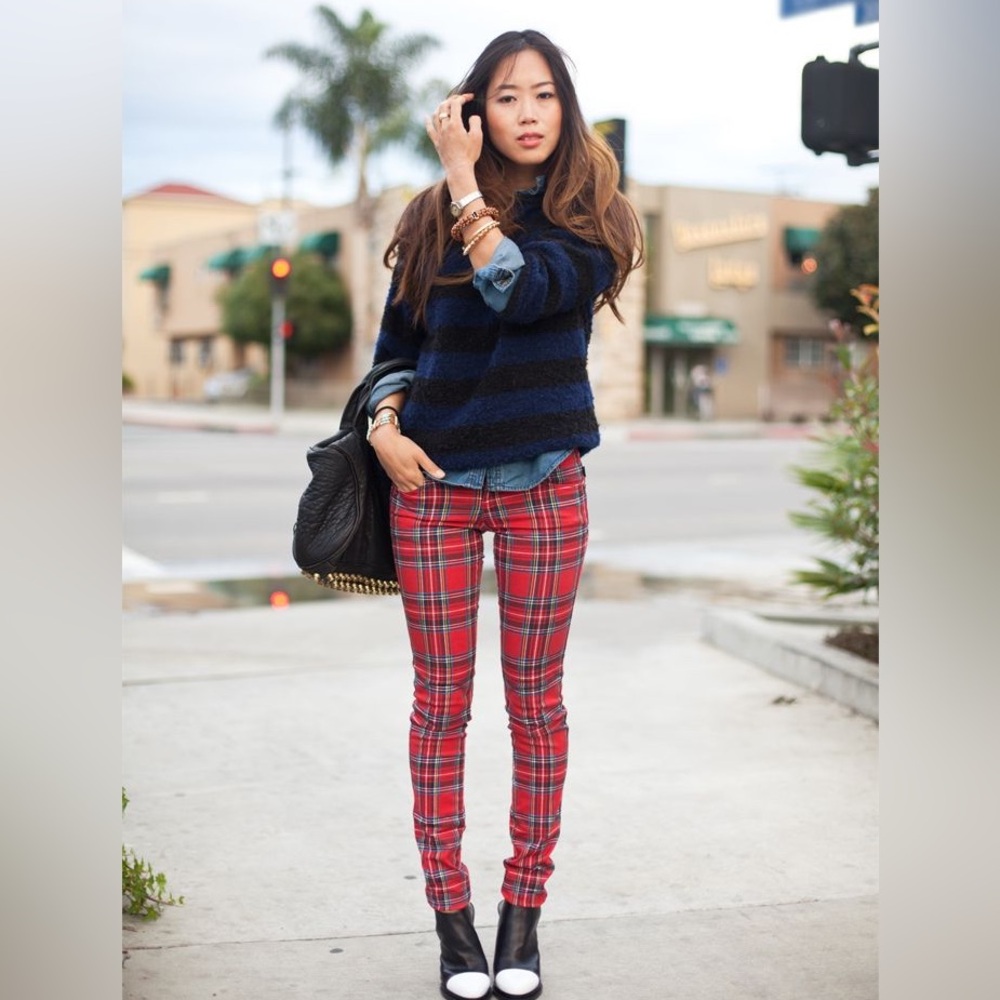 ZARA Plaid High Waisted Pants
